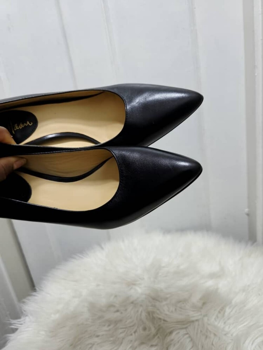 Cole Haan x Nike Air Black Leather Pointed-Toe Kitten Heels Dress Shoe Sz 5.5 - Picture 4 of 7